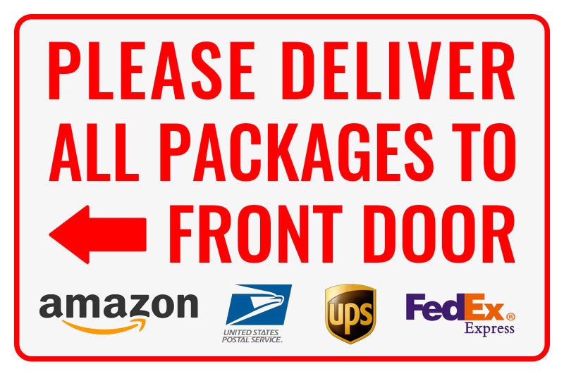 Bestylez Please Deliver All Packages to Front Door Left Arrow - Bestylez Delivery Sign for Outdoor Use 12"" * 8"" (146) - Image 1